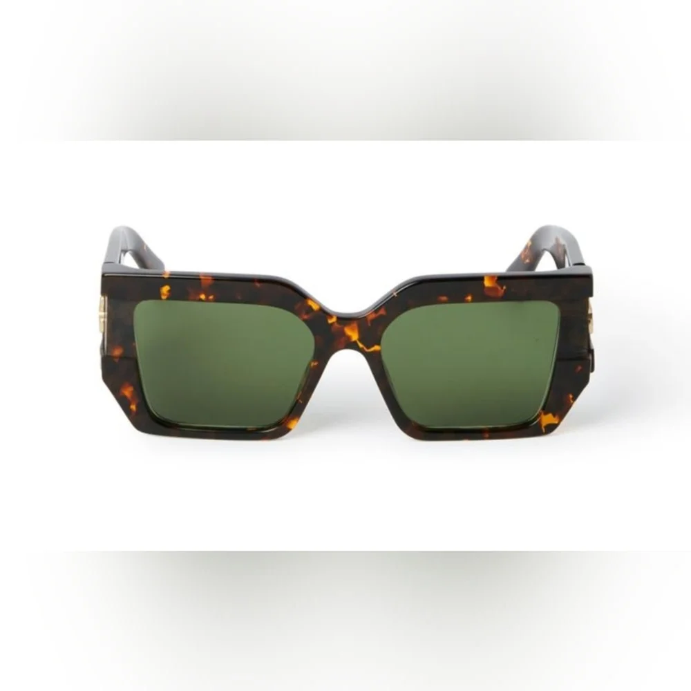 NWOT Authentic OFF-WHITE OERI148 DOVERHavana Squared Sunglasses With Carry Case